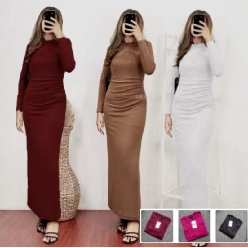 Orina dress press body/ Dress maxy/ Dress lengan panjang/ baju kekinian/ Dress virall/dress ketat