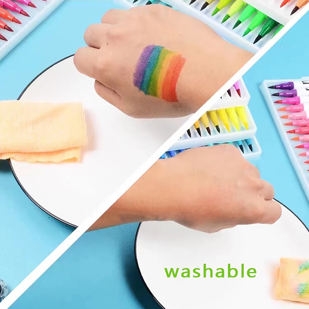 

D3W! [COD] 1 Set Spidol Cat Air 12/24/36/48/60/80/100 Warna Berbasis Air Satu Set Pena Berbentuk