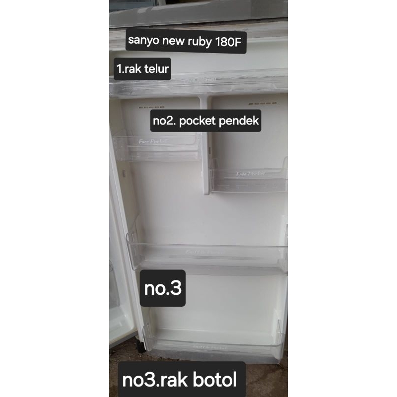 RAK PINTU/BOTOL BEKAS KULKAS SANYO NEW RUBY SR-D 180 F/SR-LL 180 F