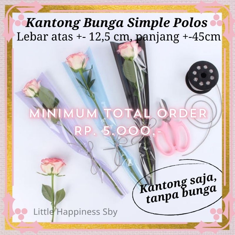 

(MINIMUM TOTAL ORDER Rp.5.000,-) Murah! Kantong bunga simple polos single rose flower buket wrapping hari ibu guru