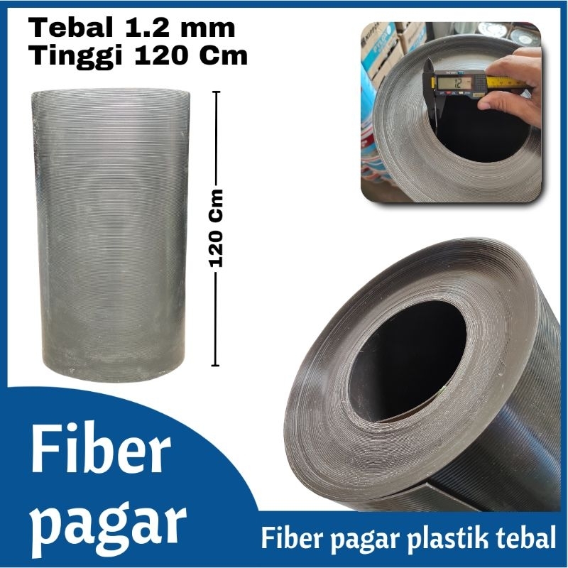 Fiber pagar tinggi 120 Cm motif garis tebal 1.2 mm Hitam