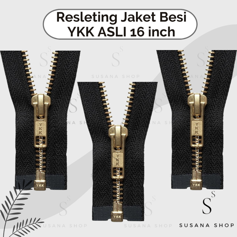 Resleting Jaket Besi YKK ASLI Bolak Balik 16 inch (40 cm) / Resleting Jaket Kuningan YKK