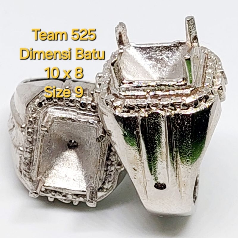 Ring emban alpaka super 10 x 8 eceran / model kotak cakar polos kuku / pengikat ring cincin batu aki