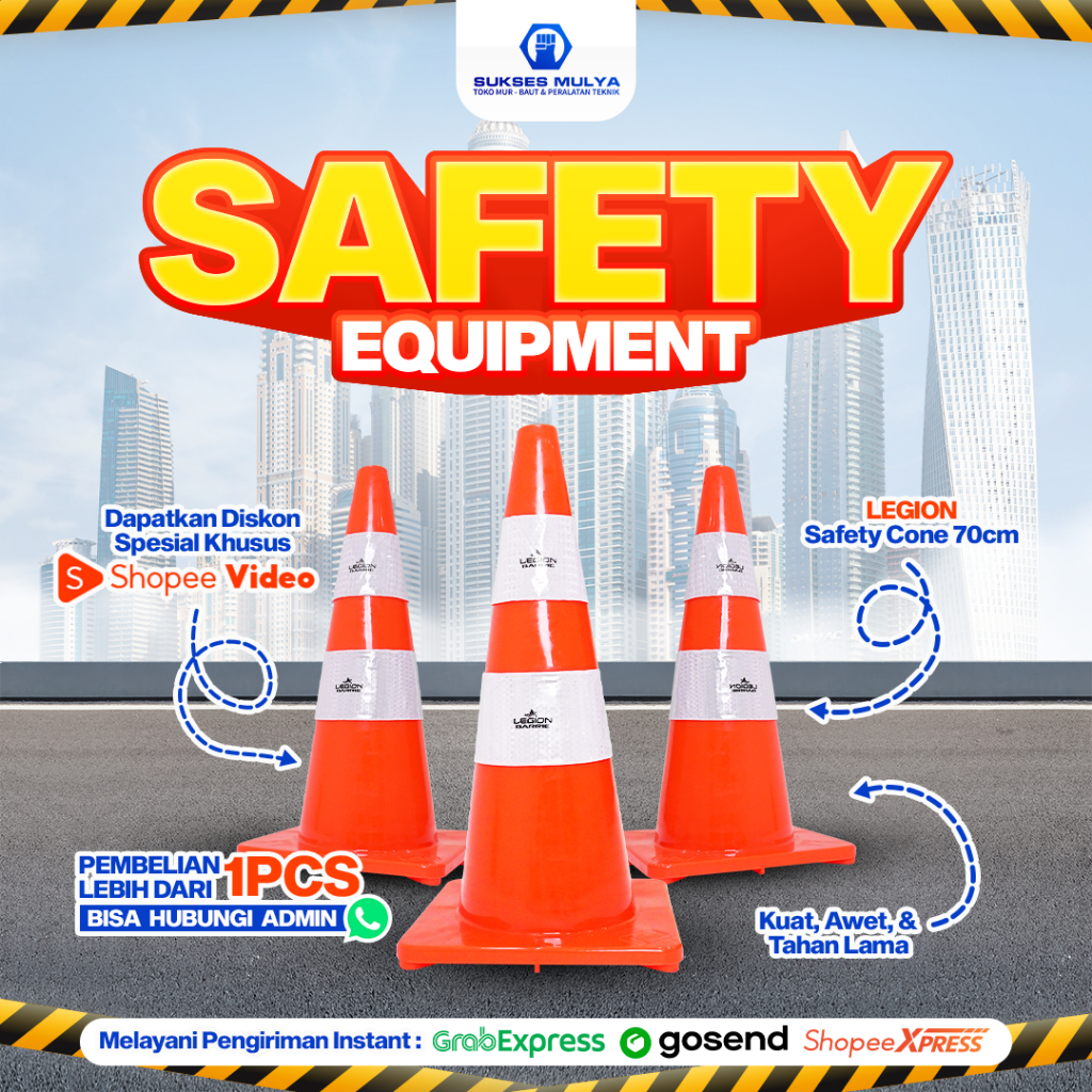 GOSEND INSTANT Safety Traffic Cone / Kerucut Lalu Lintas Karet Legion