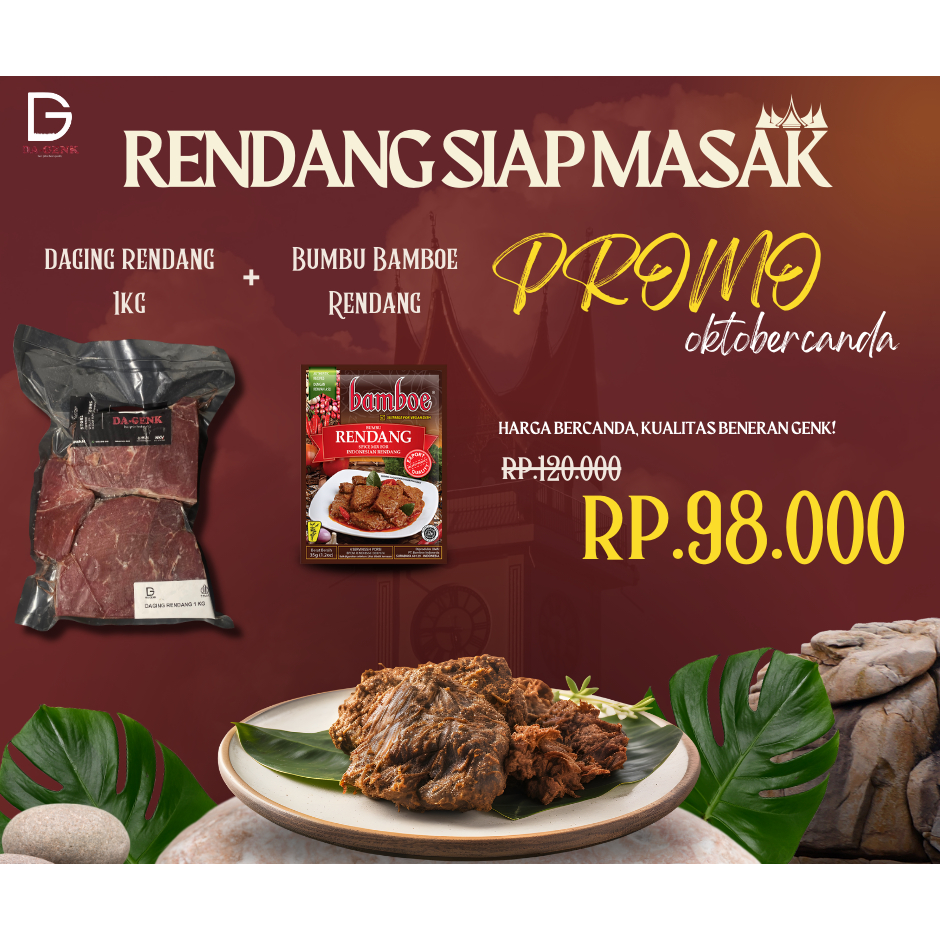 

PROMO PAKET SIAP MASAK PLUS BUMBU RENDANG 1KG & HATI SAPI 250GR