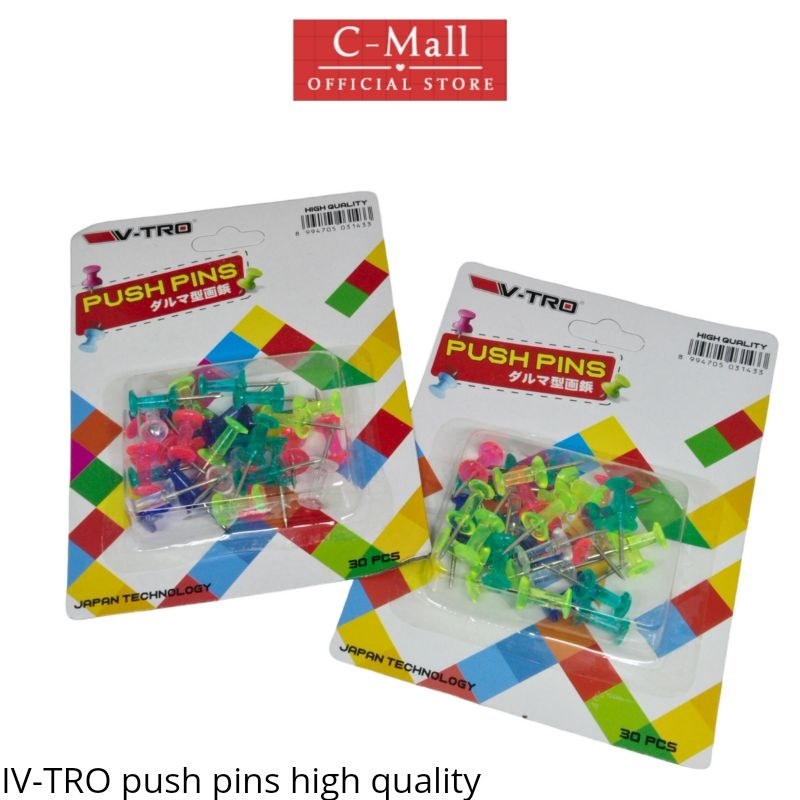 

C-Mall Push Pins IV-TRO PN-30 / Jarum Tekan Paku Pin Warna Warni 30 pcs