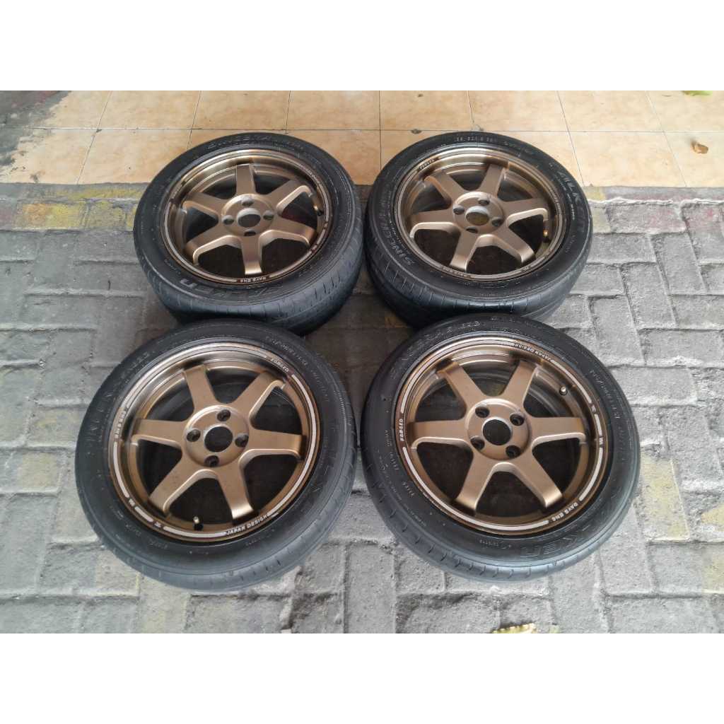 VELG MOBIL RAYS ULTRA RING 15 LEBAR 6,5 PCD 4X100 ET40  + BAN FALKEN 195/50R15 BRIO AGYA AYLA SIGRA 