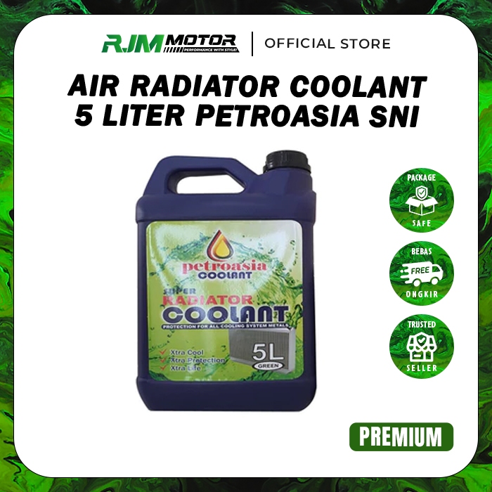 Air Raditor Mobil 5 LITER Anti Karat / Radiator Coolant Super Green SNI merk PETROASIA 5L RJM GROSIR