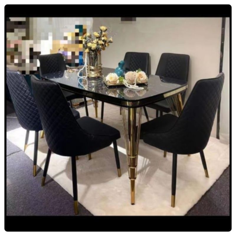 Meja Makan Marmer Impor Mewah 6Kursi