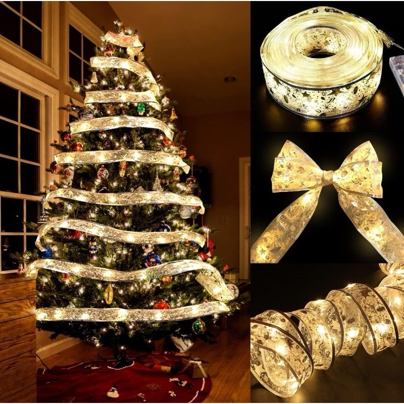Pita Lampu LED Dekorasi Pohon Natal Pita Kawat Lampu Hiasan Natal