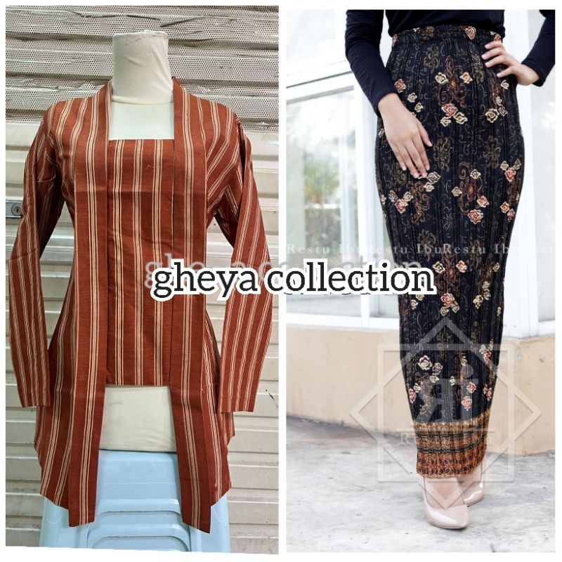 GHEYA||setelan kebaya kutubaru lurik/kebaya wanita modern/kebaya acara formal