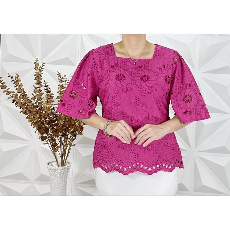 Atasan wanita bahan katun bolong bangkok ukuran standar dan jumbo untuk acara formal dan nonformal