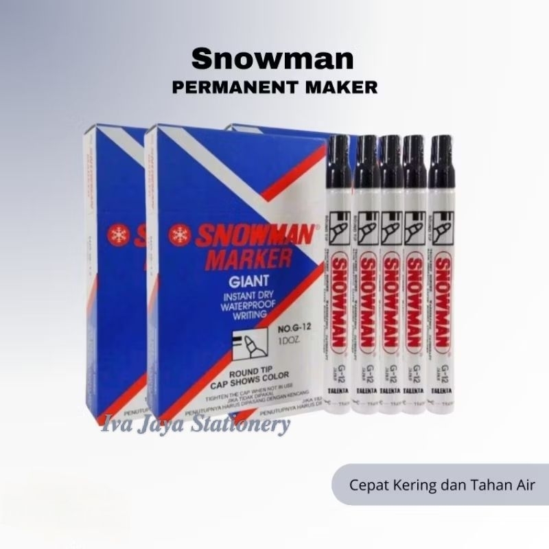 Sepidol Permanen Sepidol Snowman Marker Hitam