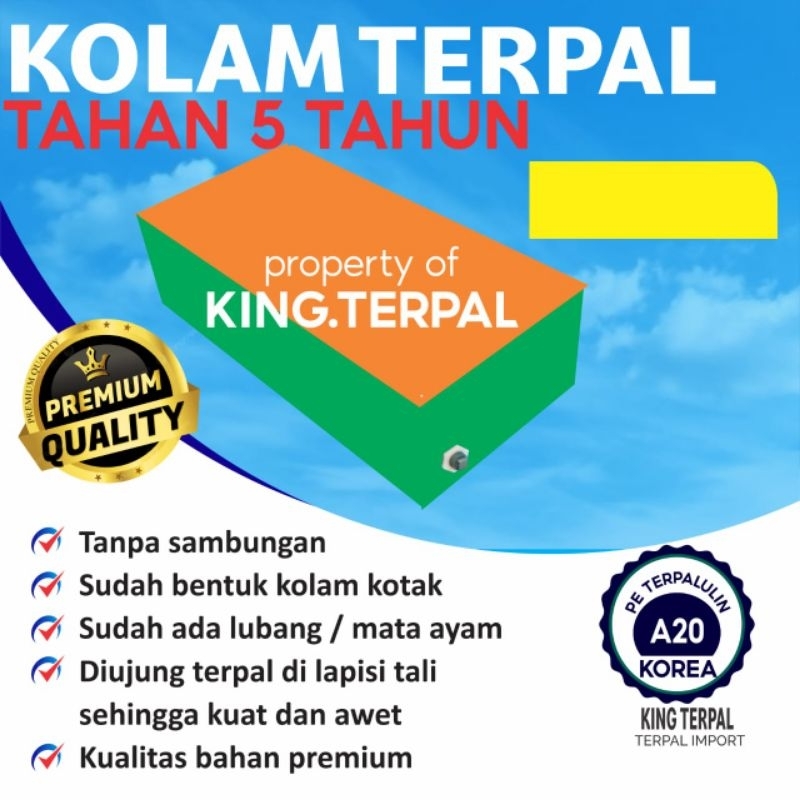 kolam terpal A20 6x3x1 / 600x300x100 untuk budidaya ikan
