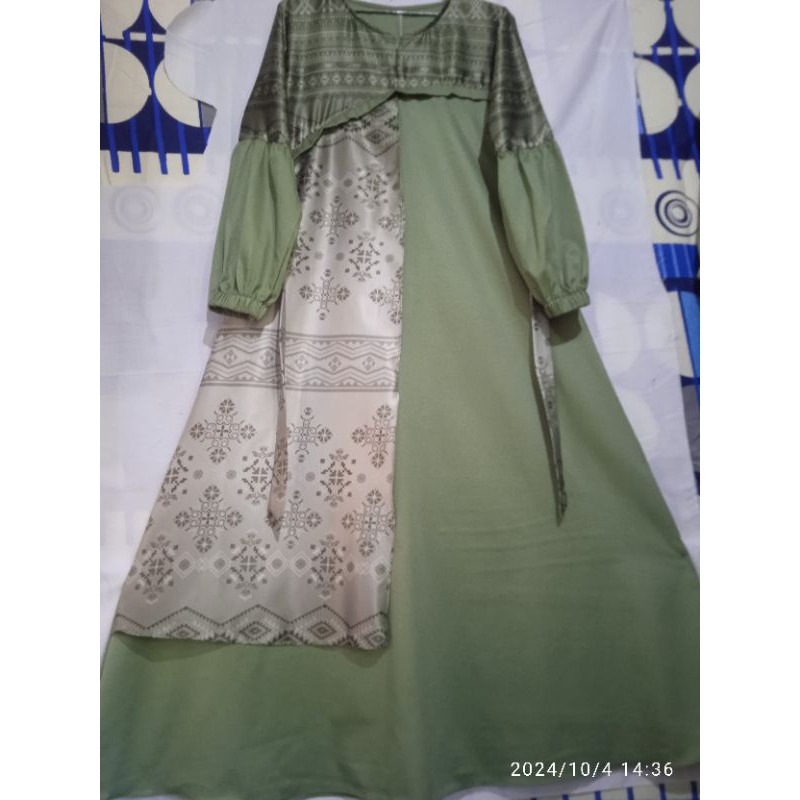 gamis kombinasi toyobo silkvelvet motif