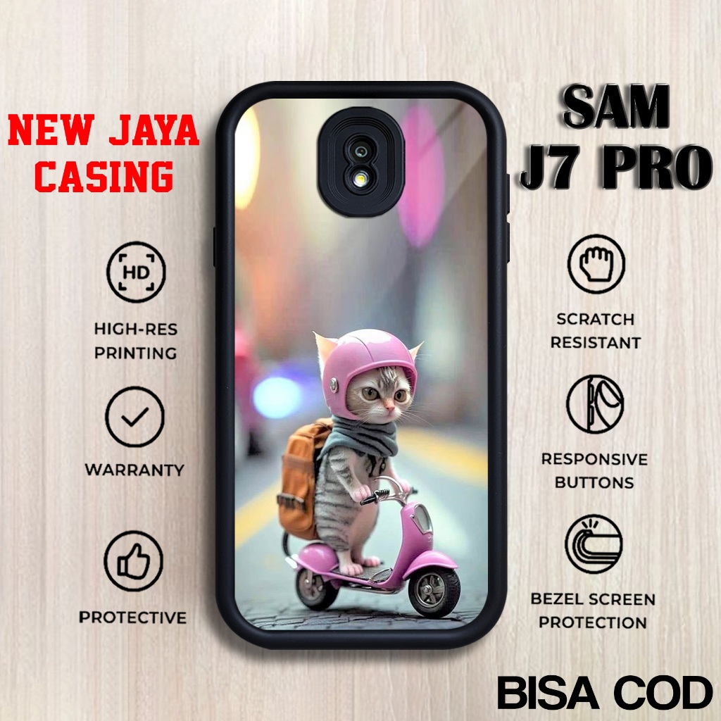 Casing Samsung J7 Pro Terbaru Kucing Sepeda Case J7 Pro Termurah Hardcase Softcase Glossy Terlaris