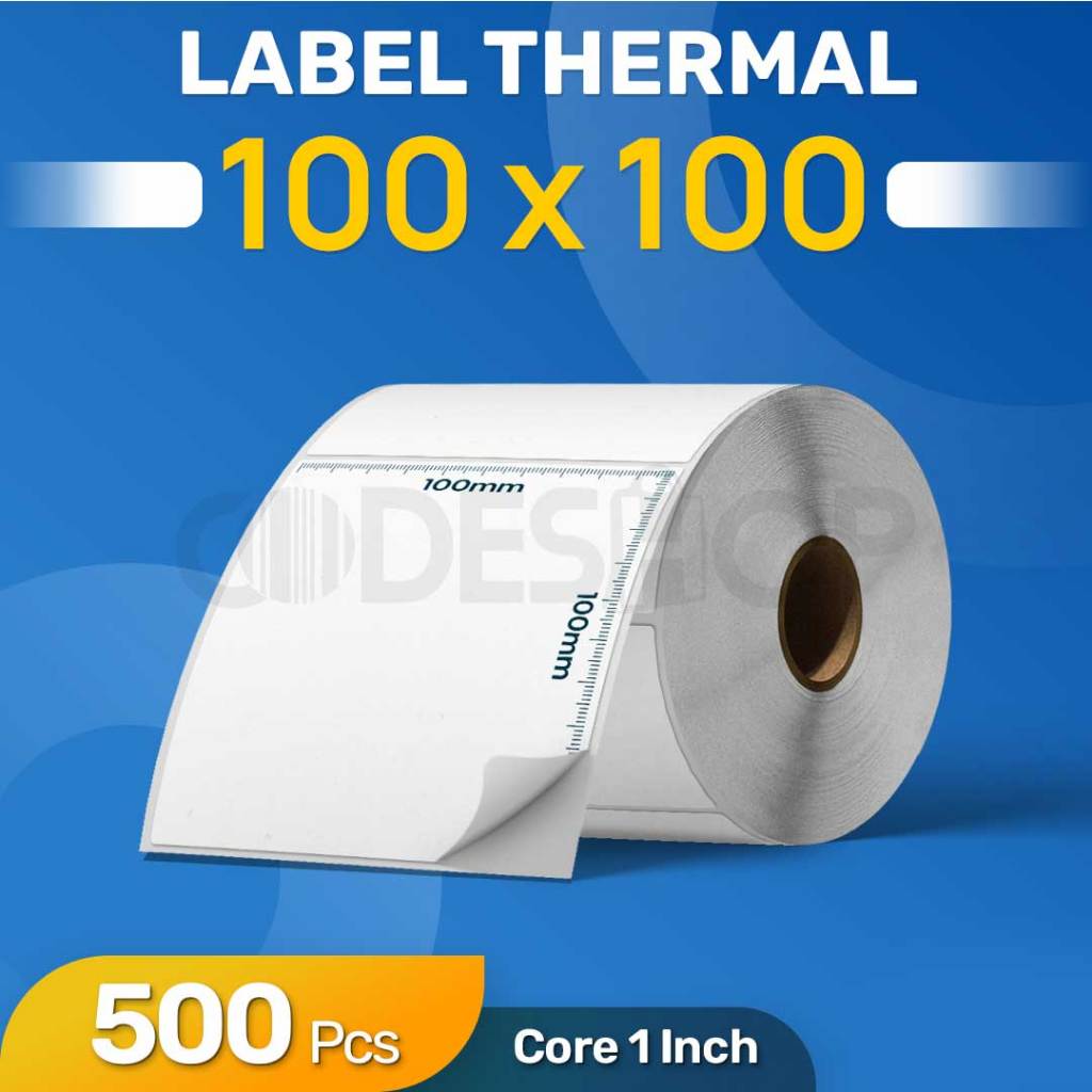 

Stiker Label Thermal 100 x 100 mm Isi 500 Pcs Cetak Printer Barcode Direct Thermal