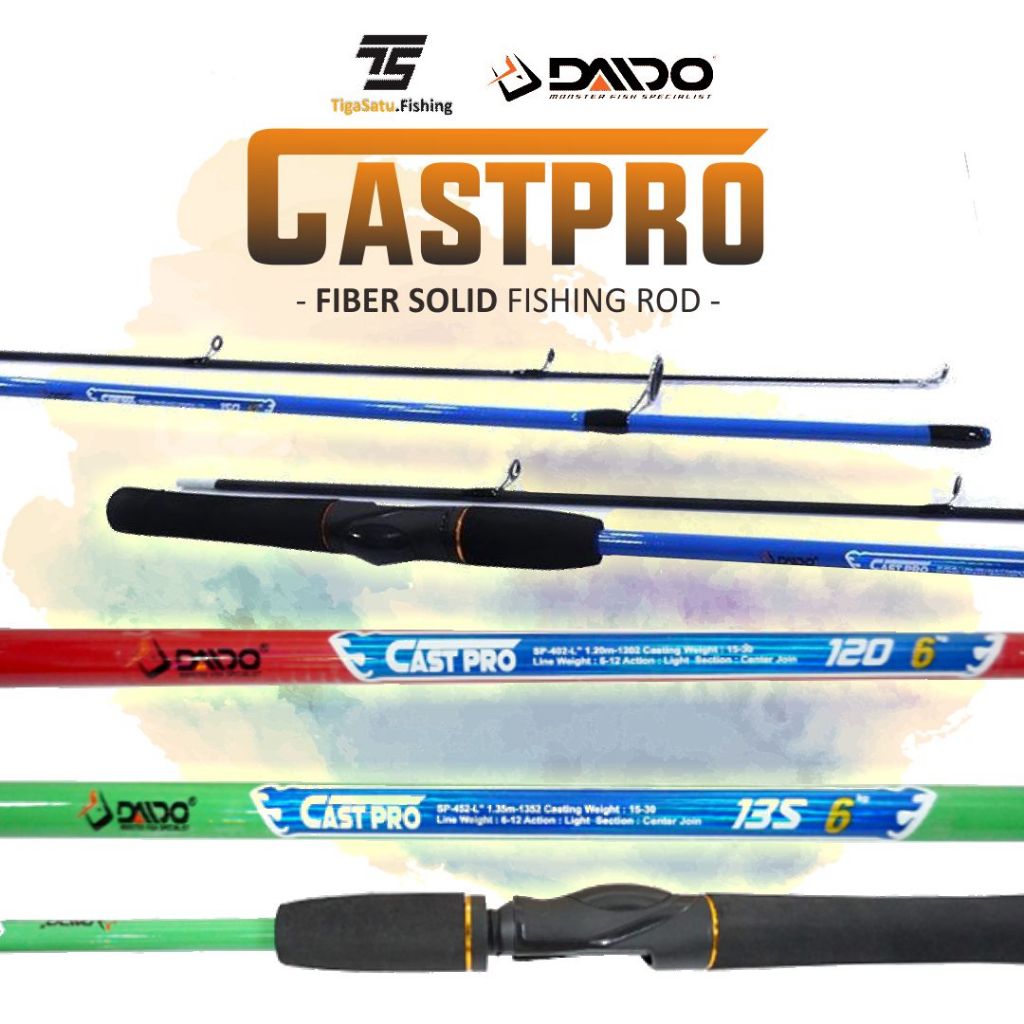 Joran Pancing Daido Cast Pro Fiber Solid Material 6-12lb 120 135 150cm Max Drag 6kg Tangkai Pancing 