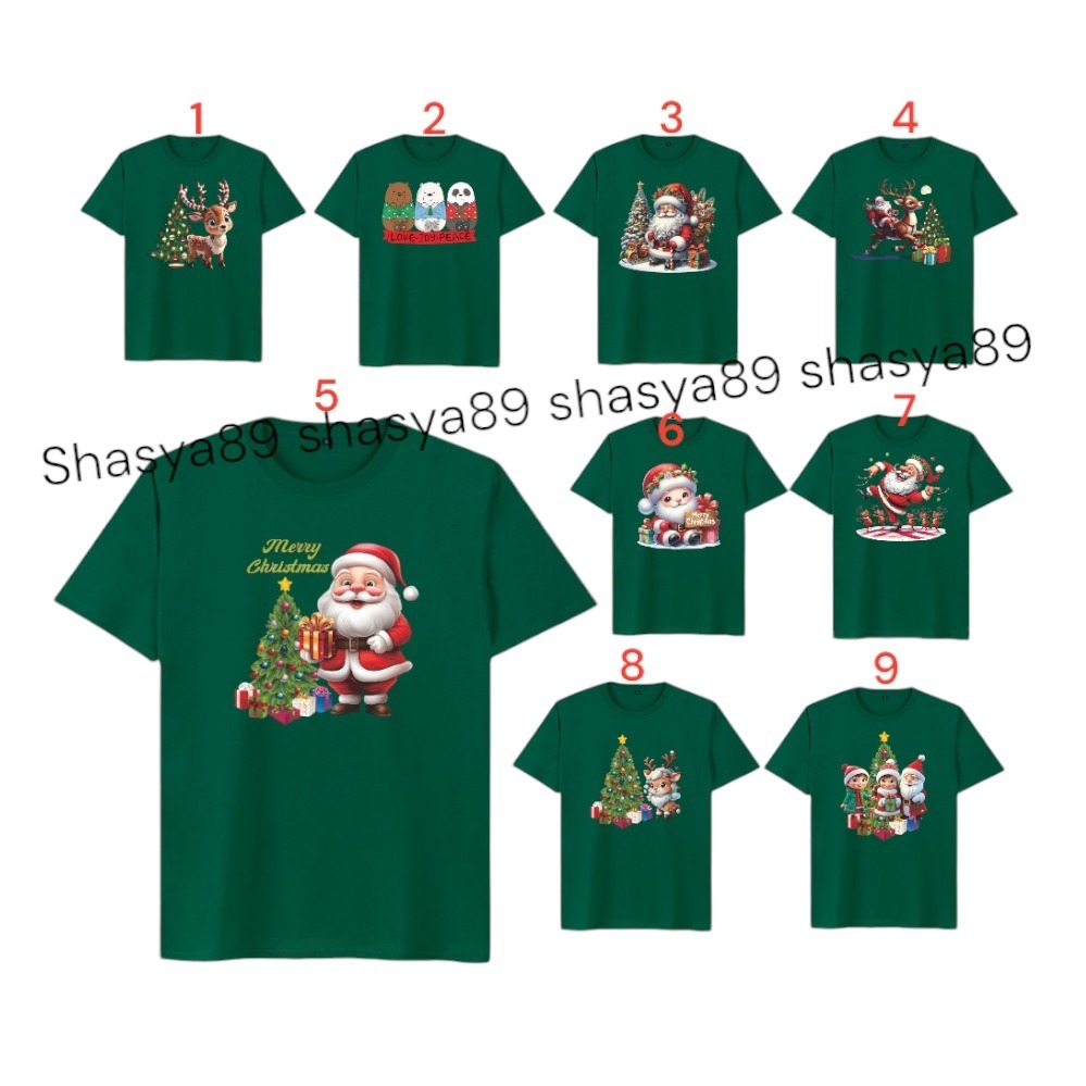 Kaos Natal Santa Rusa - Tshirt Christmas unisex ( Warna Hijau Botol )