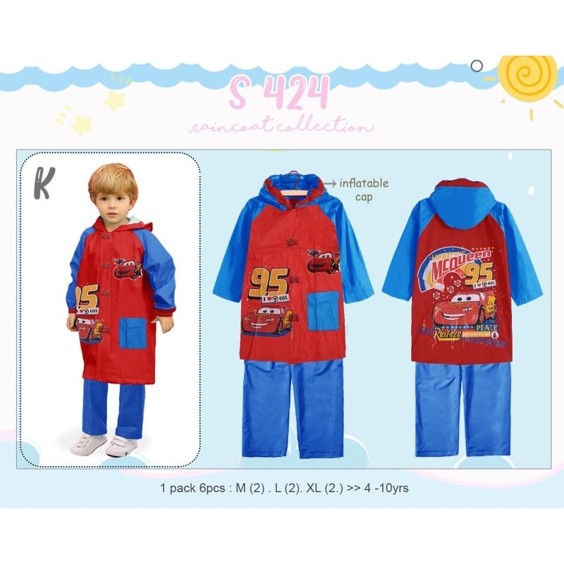 Jas hujan anak laki-laki import/setelan jas hujan karakter anak cowok/jas hujan anak