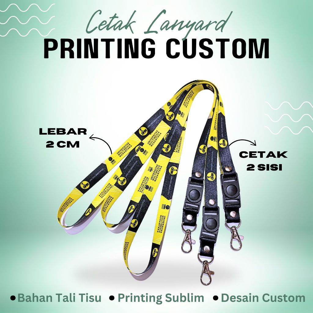 

LANYARD CUSTOM 2CM 2SISI TERBAIK DENGAN DESAIN KALIAN SENDIRI / GANTUNGAN ID CARD / TALI ID CARD
