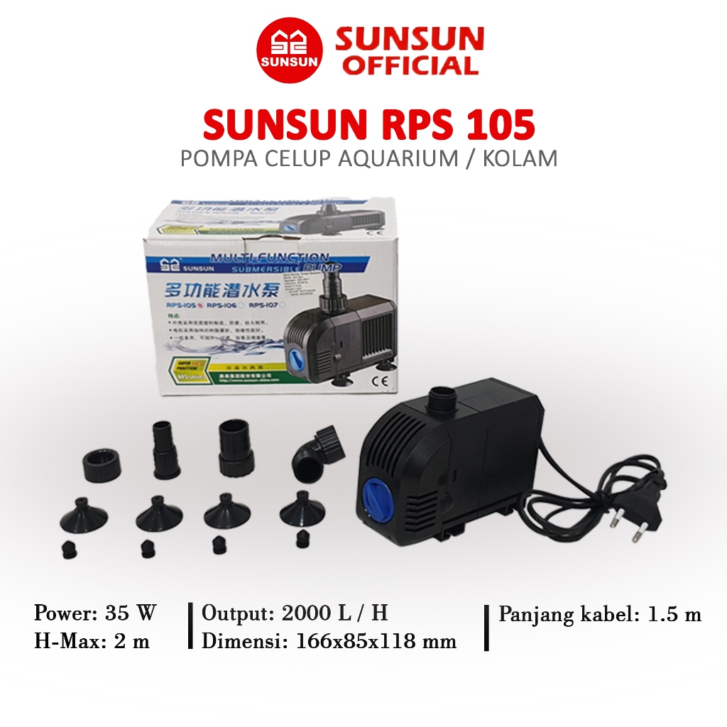 SUNSUN RPS 105/106/107/108/109/110 Series Pompa Air Kolam Aquarium