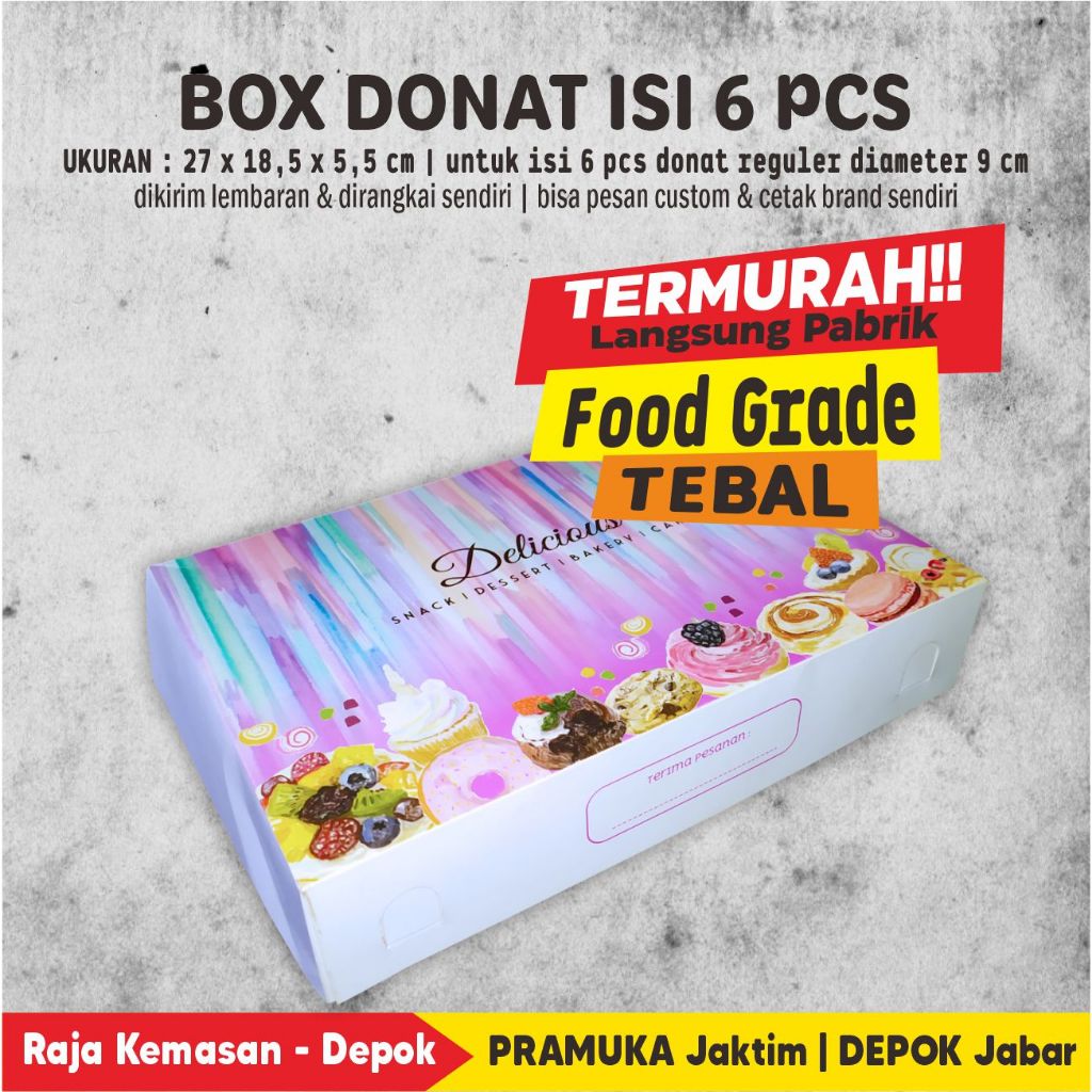 

Box Donat Isi 6 Motif Ungu