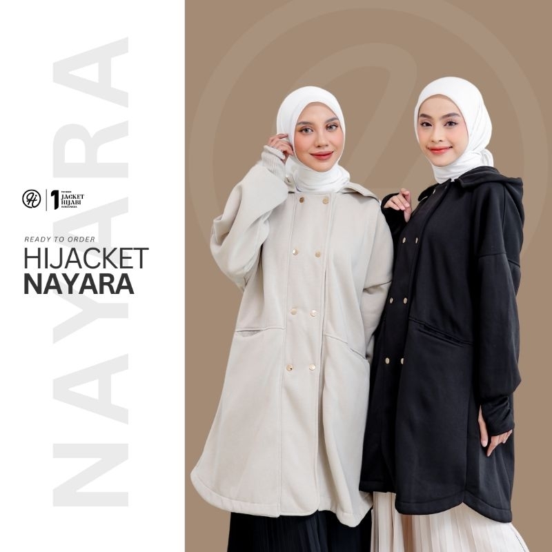 (100% ORI) HIJACKET Nayara Long Coat Hoodie Muslimah Elegan Jaket Wanita Panjang + Handsock