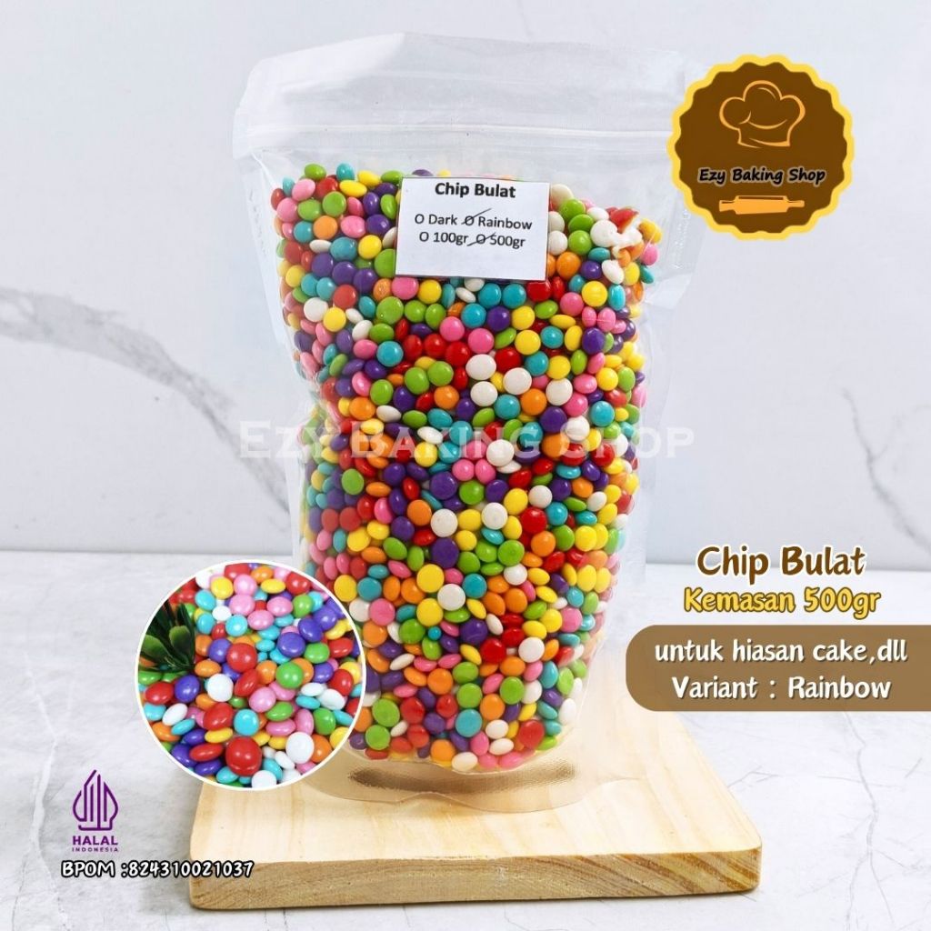 

Rainbow Coklat Chip Bulat 500gr - Elmer Coklat Chip