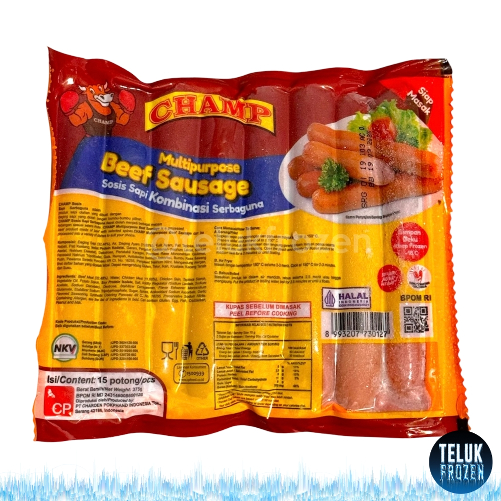 

Champ beef sausage 375 gr / 375 gram sosis sapi champ isi 15 pcs