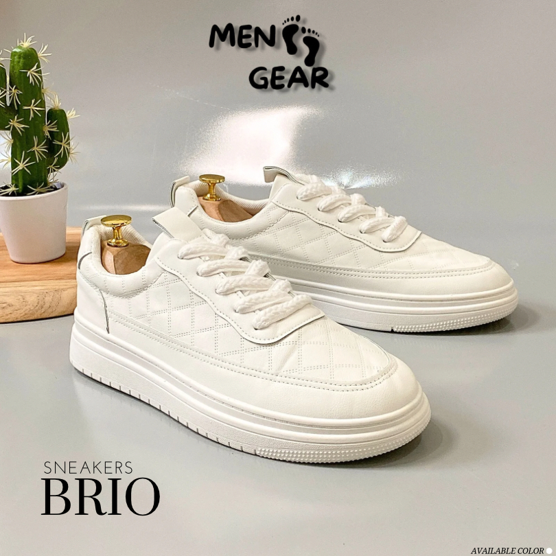MENFOOTGEAR Brio Sepatu Pria Casual Sneakers Cowok Keren Kulit Sintetis Sepatu Putih