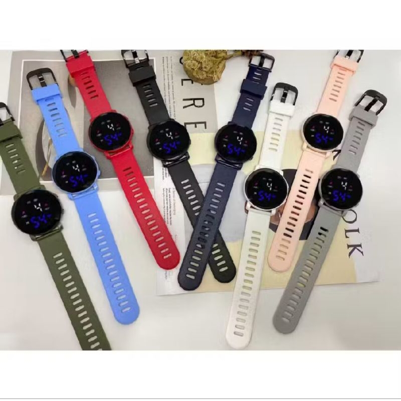 Jam tangan Digital Wanita Rubber Bulat LED Watch by WBS