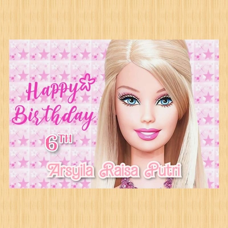 Spanduk BARBIE banner BARBIE spanduk banner ultah anak background BARBIE custom backdrop ulang tahun