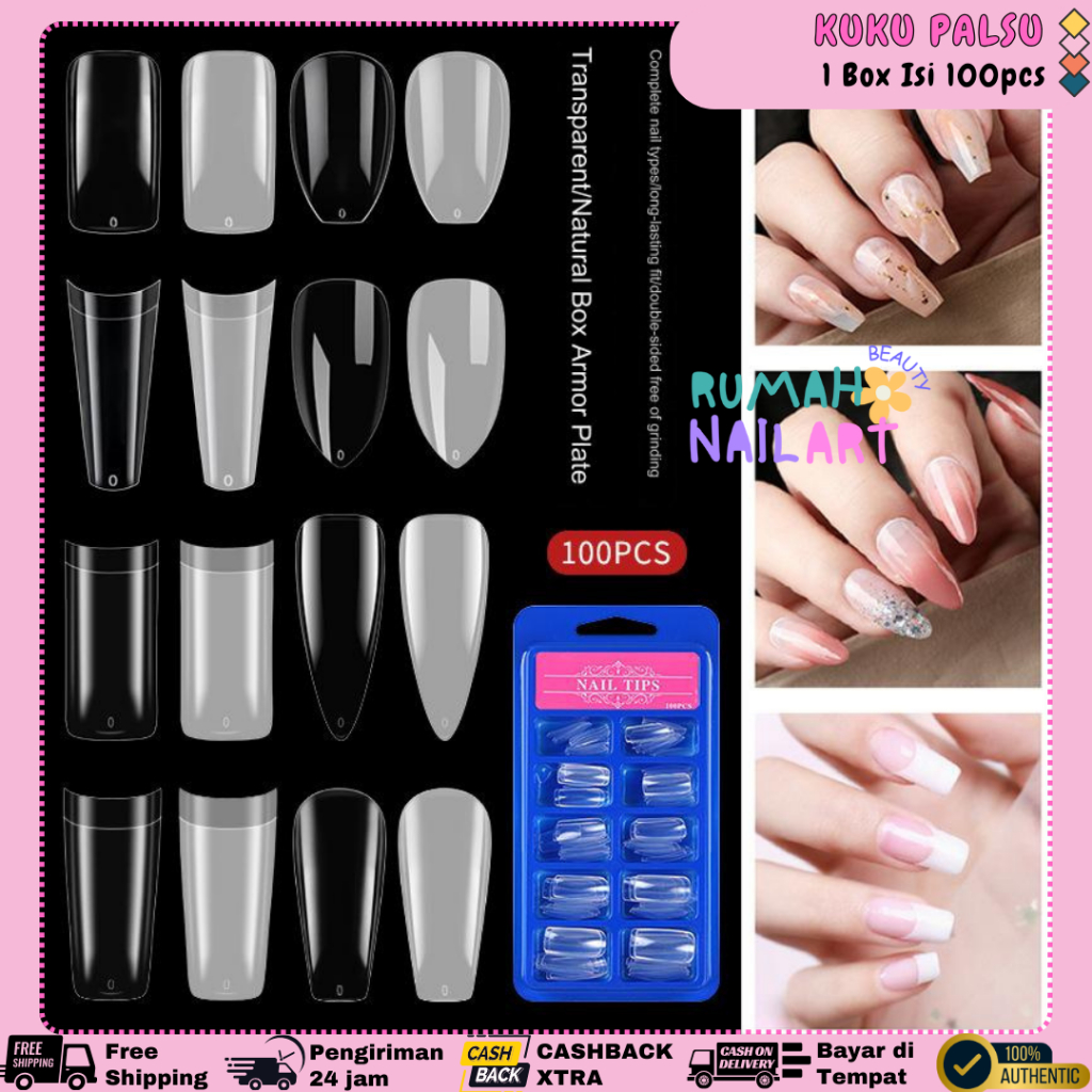 Kuku Palsu Fake Nails isi 100pcs Nail Art Standard / Fake Nails High Quality / Set Kuku Palsu / Fake