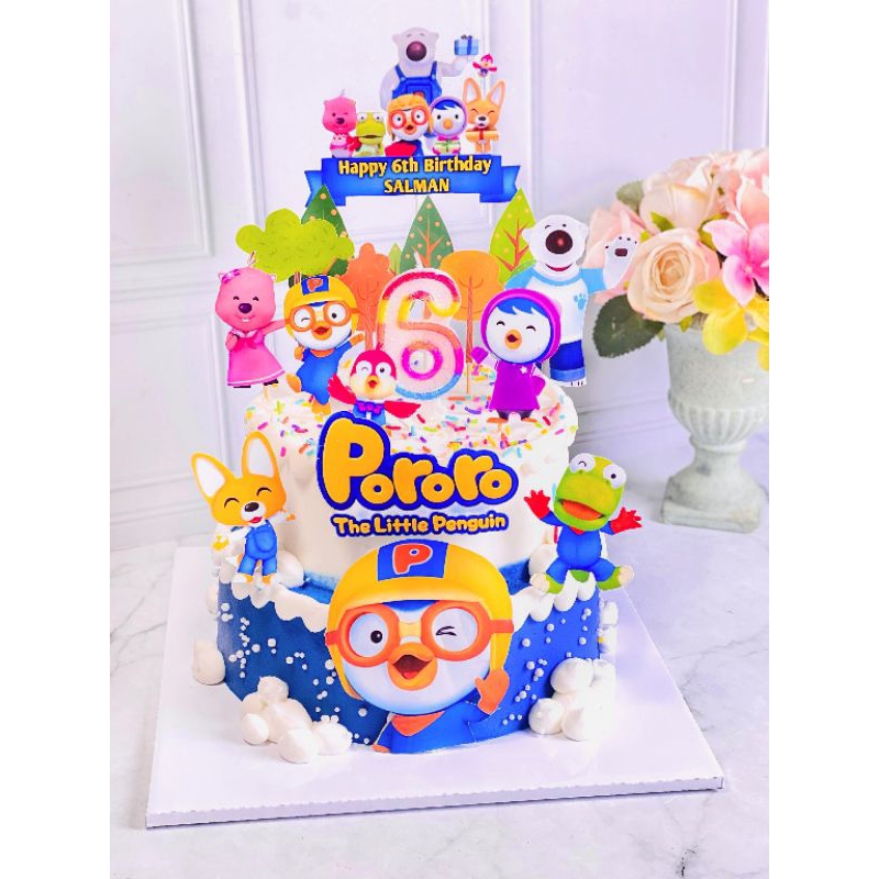 

kue ulang tahun anak birthday Pororo topper cake d20