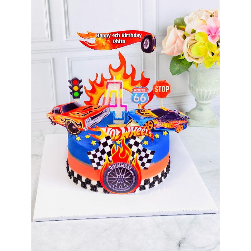 

cake ulang tahun birthday hotwheels topper