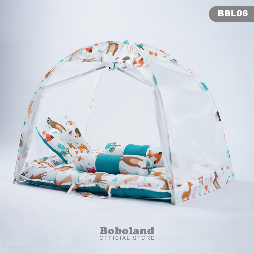 BOBOLAND Kasur Bayi Kelambu Premium Set Lengkap Bantal Guling Kelambu Bayi