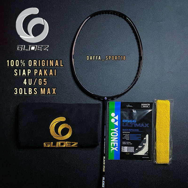 RAKET BADMINTON GLIDEZ BLACK STAR ORIGINAL FREE TAS DAN GRIP