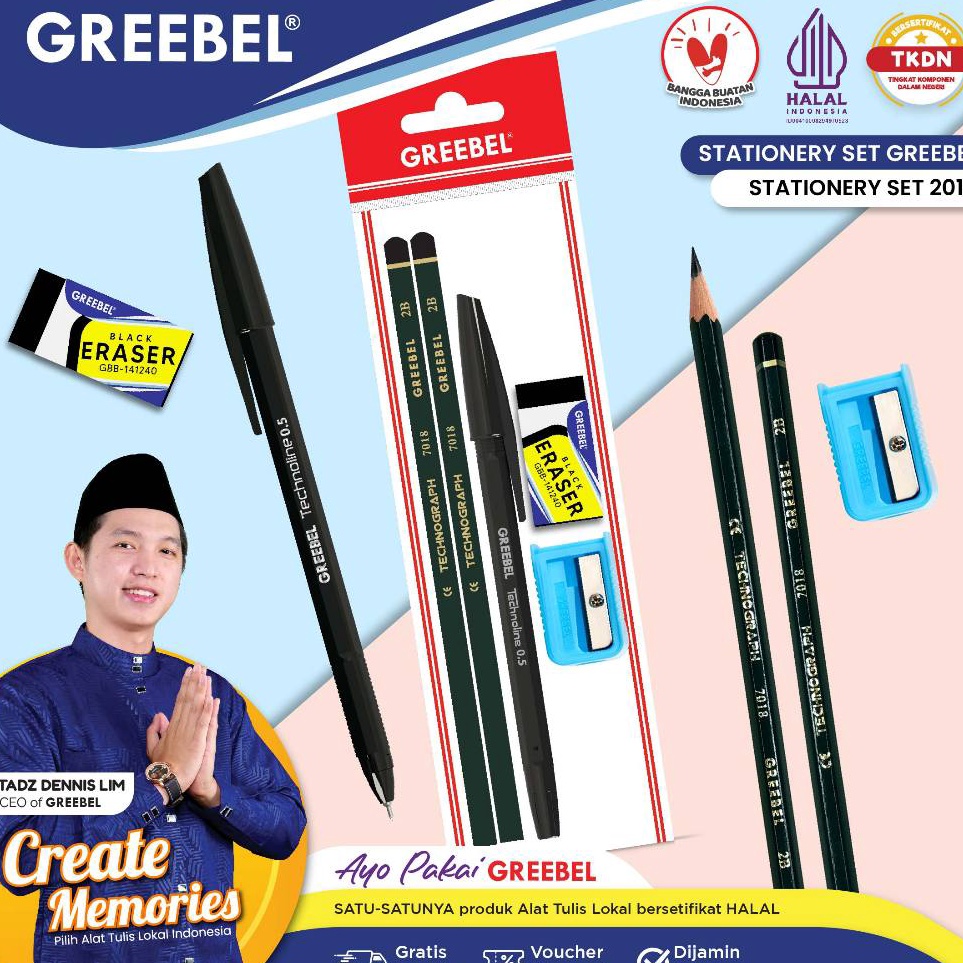 

Grosir Pemesanan GREEBEL Pensil Pulpen Set Alat Tulis Anak Sekolah STATIONERY SET 2181 Stationery Set Paket Alat Tulis