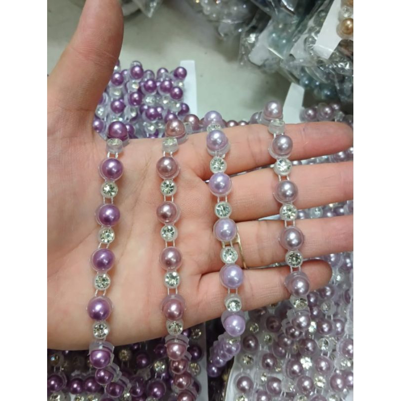 Aplikasi Renteng Permata Meteran Diamond Mutiara Renda Berlian Plastik 1 Meter