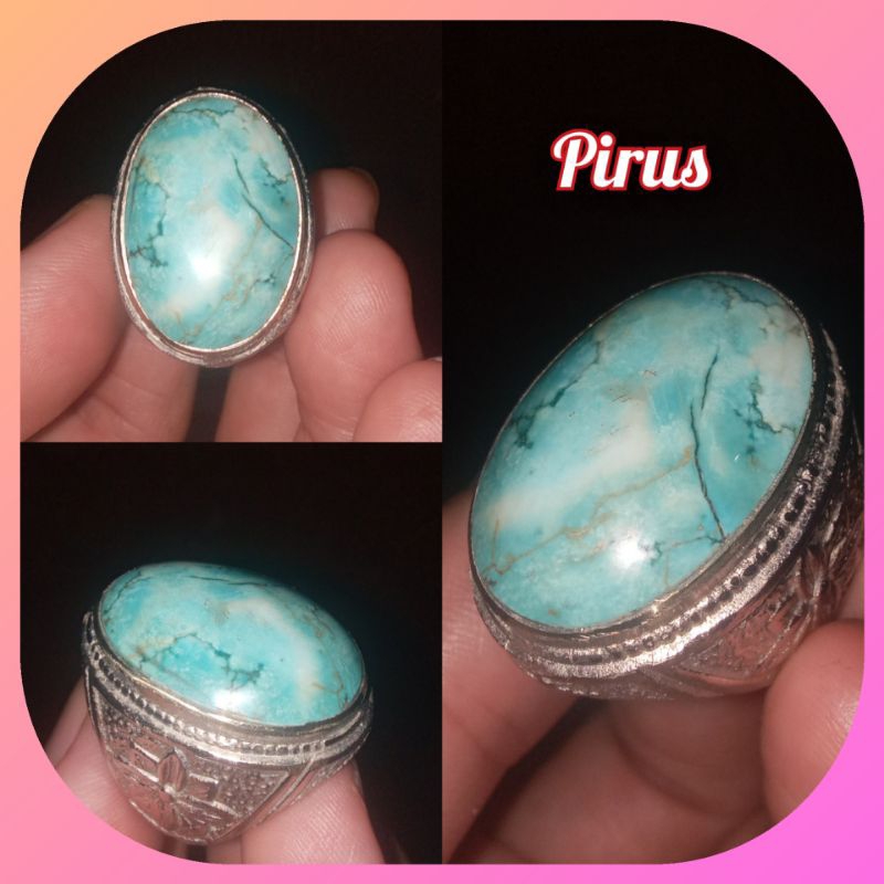 Cincin Batu Permata Pirus Jumbo Asli Top Natural