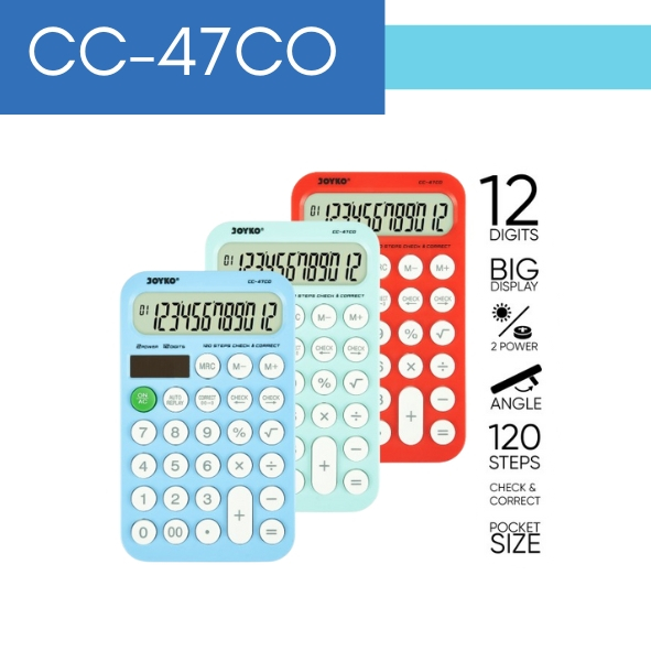 

(PCS) Kalkulator Joyko CC-47CO / Kalkulator 12 Digits / Check Correct / Calculator