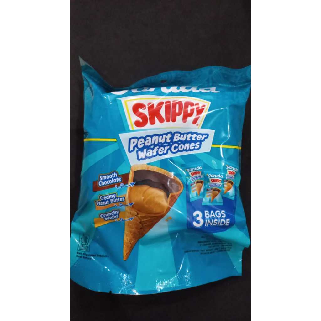 

GARUDA SKIPPY PEANUT BUTTER WAFER CONE ISI 3 BAG 45GR