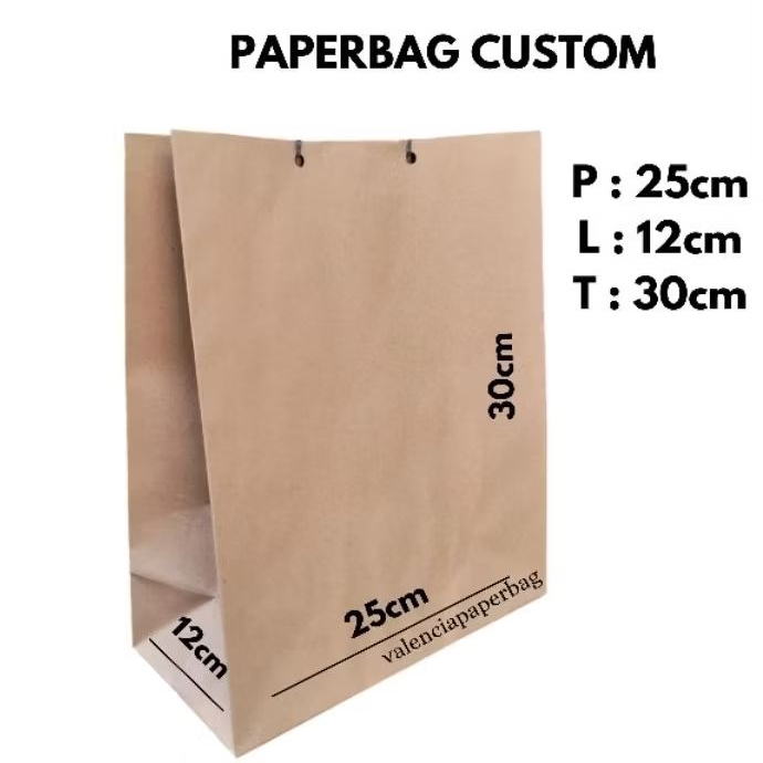 

Paperbag /Tas Coklat , Ukuran P 25 , L 12 , T 30