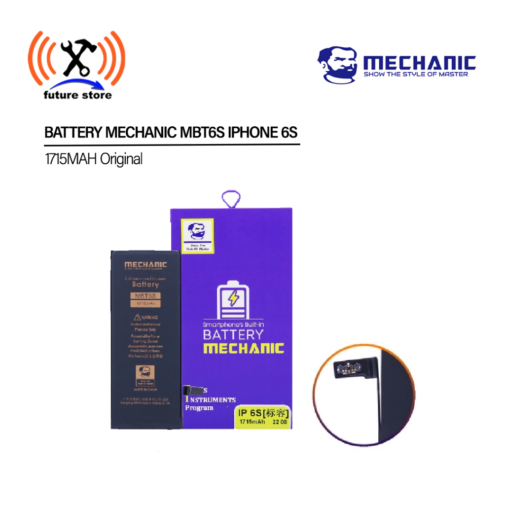 BATTERY MECHANIC MBT6S IPHONE 6S 1715MAH ORIGINAL-Battery Mechanic IP 6S 11715mAh Standar Capacity O