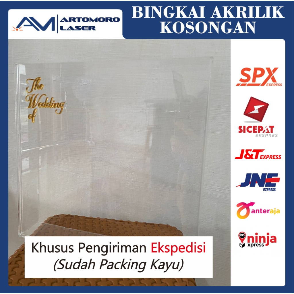 

BOX AKRILIK TUTUP SLIDING KOSONGAN PENGIRIMAN EKSPEDISI