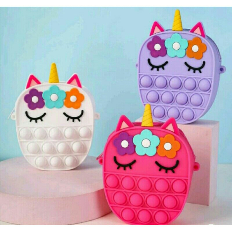 tas pop it mini slempang / tas pop it rubber unicon tas pop it rainbow