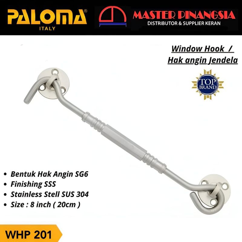 PALOMA WHP 201 HAK ANGIN 8"INCH ( 20Cm ) PENAHAN JENDELA STAINLESS 304