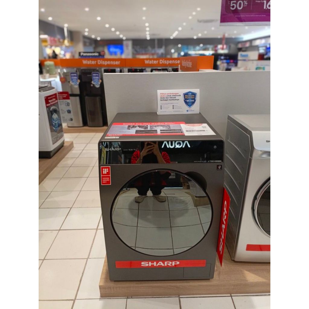 Mesin cuci wash and dryer 100% kering sharp ES-FL1410DPX 10,5kg ESFL1410