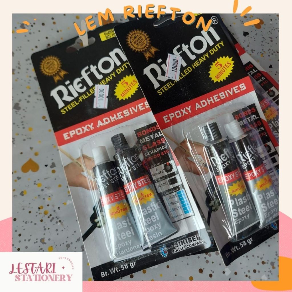 

Lem Riefton | Lem Besi | Riefton Lem Besi Epoxy Adhesive Plastic Steel 58GR | Lestari Stationery